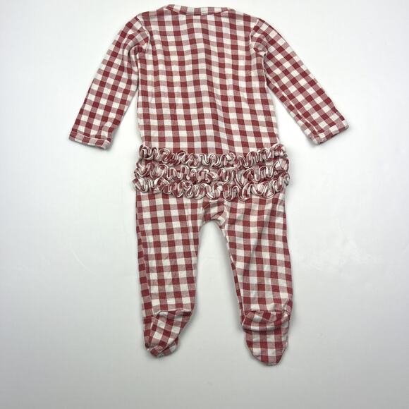 SpearmintLOVE Red Gingham Ruffle Footed Sleeper - Picture 5 of 5